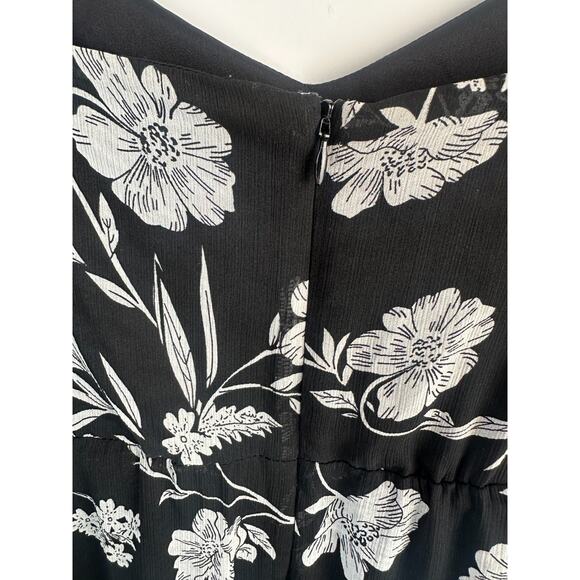 J.Crew Mercantile Floral Tiered Maxi Dress Chiffon J4263 Black & White Size 14 - Picture 10 of 15